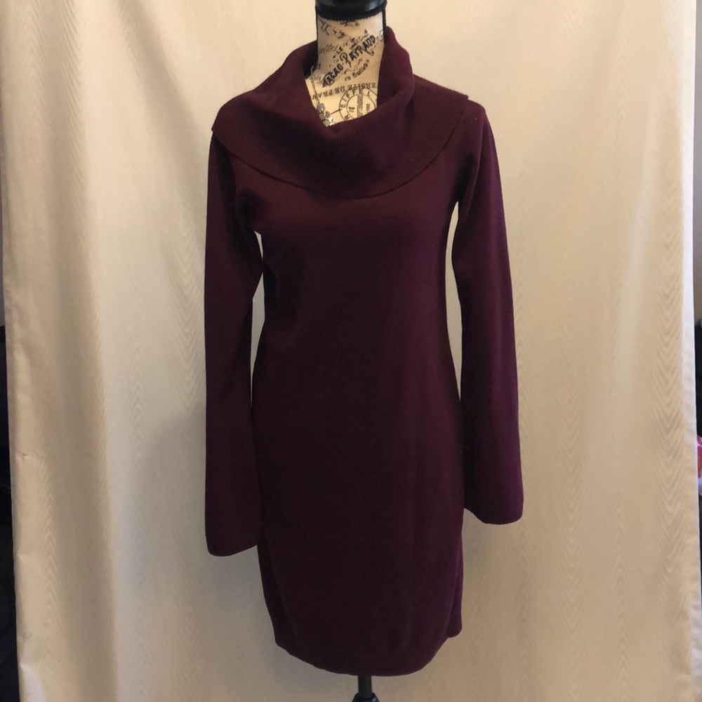 Joan Vass Burgundy Cowl Neck Tunic Top